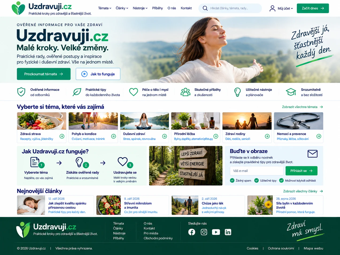 Ilustrační návrh osobního portálu Uzdravuji.cz s informacemi o zdraví a prevenci